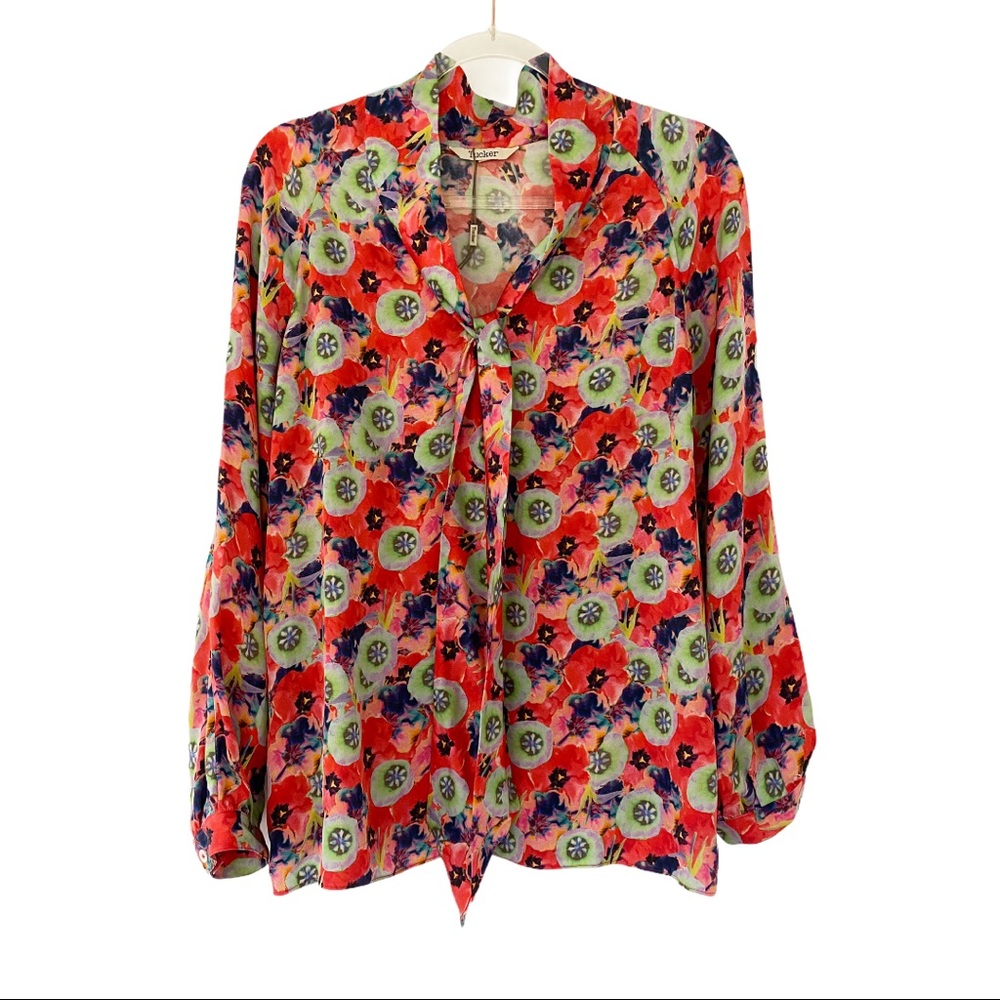 Tucker • Silk Floral Neck Tie Top NWOT